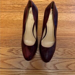 Cole Haan Burgundy Leather Almond Toe Pumps